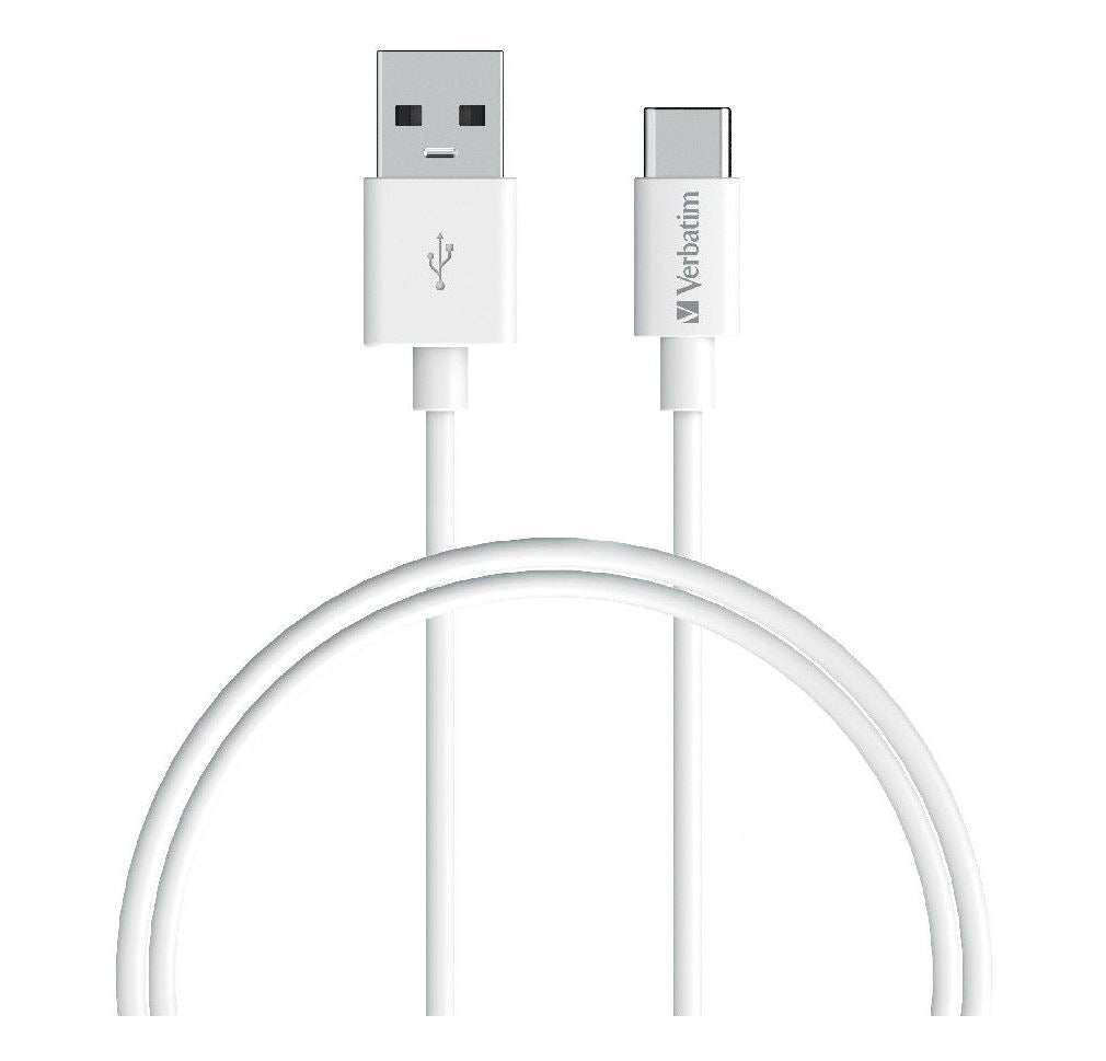 Verbatim Charge & Sync USB-C Cable 1m - White USB C to USB A Verbatim Charge & Sync USB-C Cable 1m - White USB C to USB A